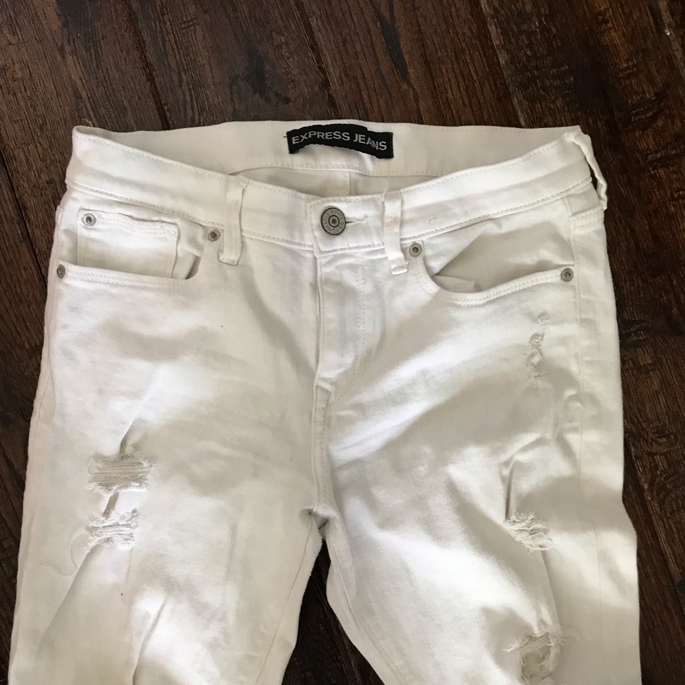 White jean leggings